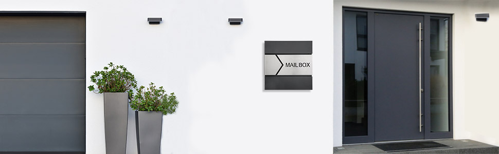 Поштовий ящик Monzana XXL з газетницею та оглядовим вікном, сталевий, антрацит, з замком та 2 ключами, для настінного монтажу
