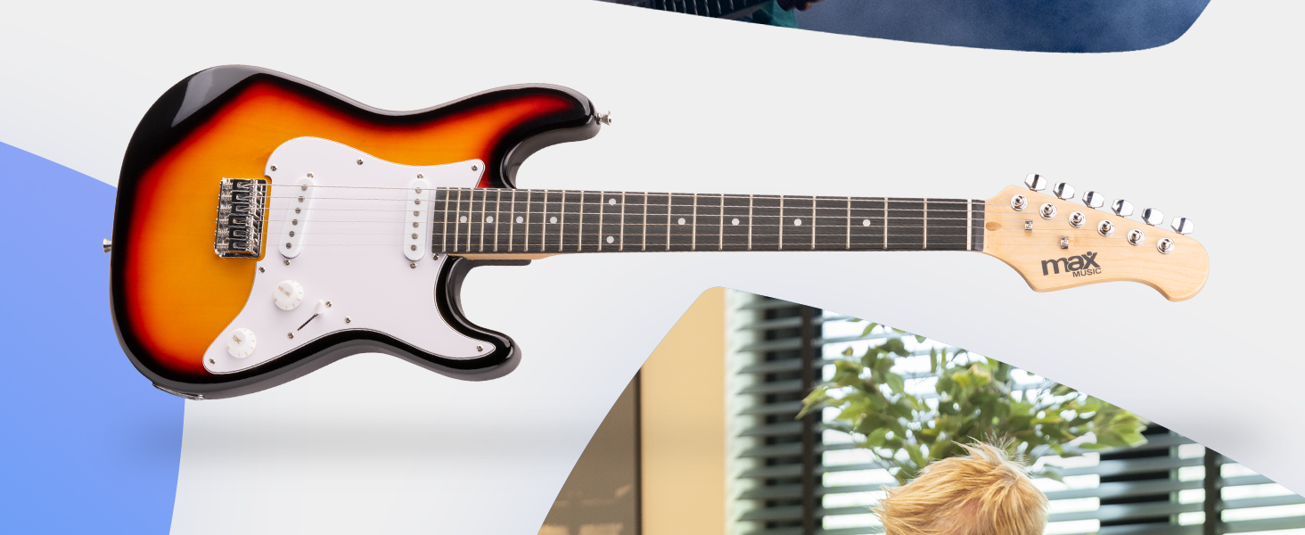 Електрогітара Max GigKit: Комплект для початківців з підсилювачем 40W, чохлом, медіатором, ременем, тюнером та кабелем (4/4, 3/4 Junior)