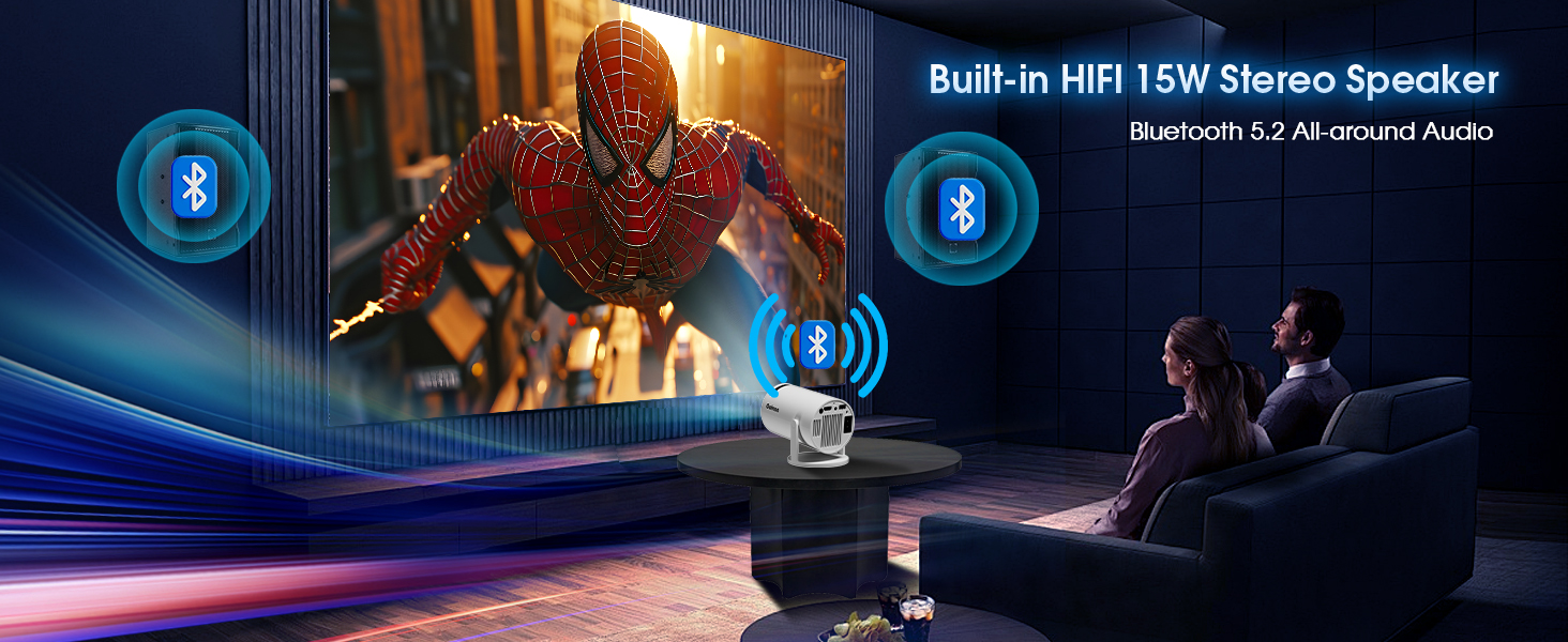 Портативний проєктор Mini Beamer 4K FHD 1080P з підтримкою WiFi та Bluetooth, Android/iOS, для домашнього кінотеатру