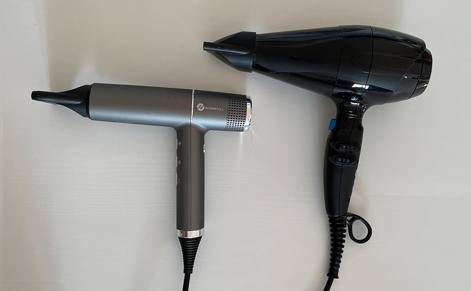 Фен Slopehill з унікальним безщітковим мотором | Інтелектуальна діагностика несправностей | Інноваційний мікрофільтр | Oxy Active Technology | LED-дисплей | 268г, 2000W (Сірий)