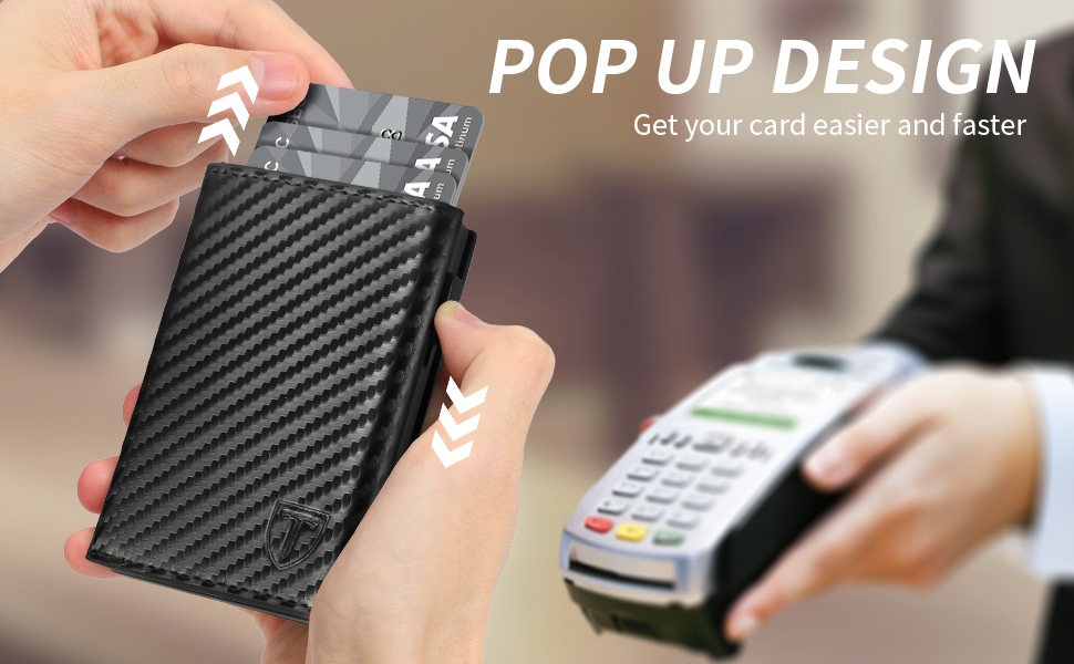 Чоловічий гаманець TENBST з відділенням для монет, преміум якість, RFID захист, slim дизайн, на 8-10 карт, з ковадлинного шкірозамінника, чорний