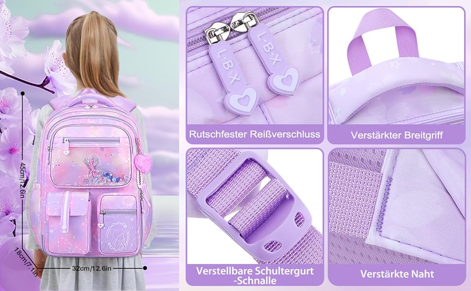 Дитячий рюкзак для школи для дівчаток, 2-15 років, рюкзак для підлітків, рюкзак для школи, рюкзак-трансформер, градієнт кольору фіолетовий