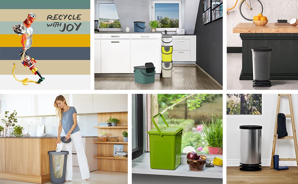 Відро для сміття Rotho Twist 50л з кришкою, чорний/сріблястий, BPA-free, PP пластик, 50 літрів