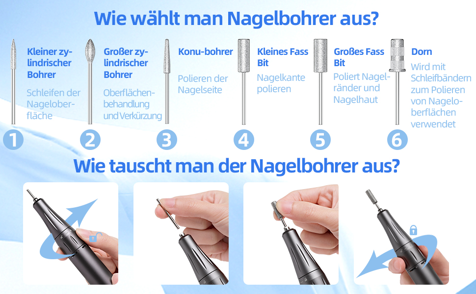 Електричний фрезер для манікюру та педикюру Delanie з акумулятором, 35000 об/хв, для гелю, акрилу, видалення кутикули, LED-дисплей, USB-зарядка (чорний)