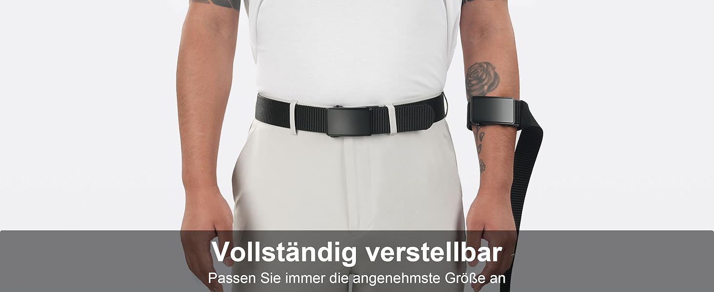 Чоловічий шкіряний ремінь JUKMO з автоматичною застібкою, нейлон 3,8 см, розмір M (91-105 см), чорний