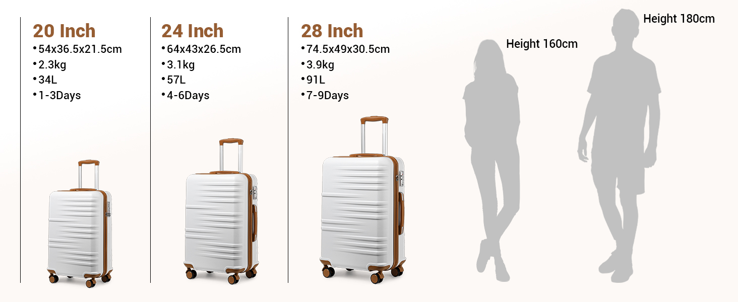 Чемодан British Traveller для ручної поклажі, середній, 64 x 43 x 26.5 см, з TSA-замком, ABS+PC, 24'+28' (білий)