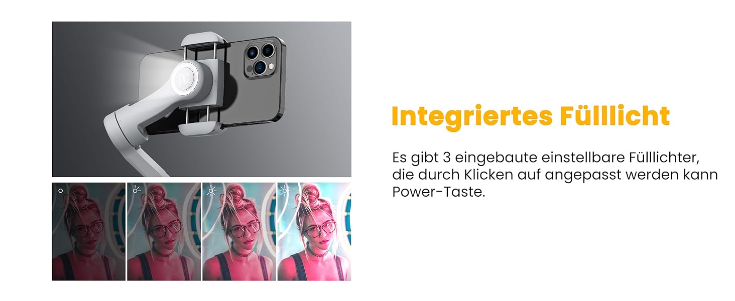 Стабілізатор Gimbal для смартфона AOCHUAN SMART X з LED-підсвічуванням, трекінгом обличчя, функцією Time-Lapse, 3-осьовий, склавний, для iPhone 16/15/14/13/12 Pro/Max/Xs, Galaxy S21, TikTok