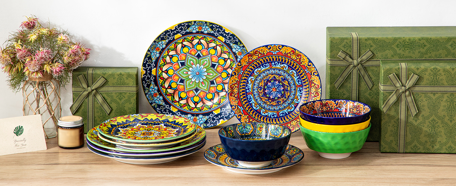 Набір посуду з порцеляни Vancasso на 6 осіб (18 предметів): тарілки, десертні тарілки, миски, серія KRVI