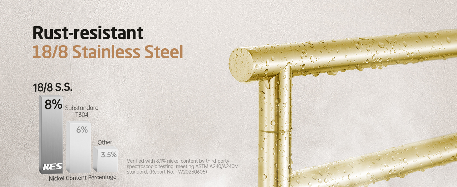 Підставка для рушників KES Gold, настільна, з нержавіючої сталі 18/8, з мамарморовою основою, 3-х ярусна, BTH219-BZ