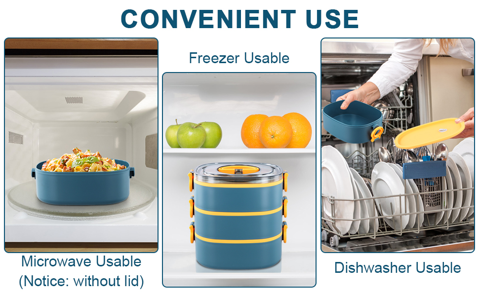 Ланчбокс 3 в 1 з відділеннями, Бенто-бокс 2800мл з сумкою, вилка та ложка, багаторівневий, водонепроникний, для дітей та дорослих, BPA Free, підходить для мікрохвильової печі (зелений)