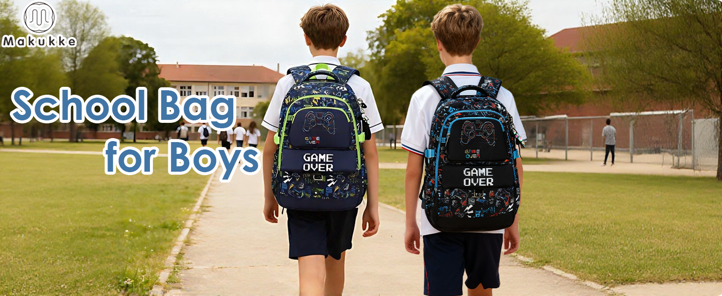 Набір шкільних рюкзаків Makukke для підлітків, геймерський дизайн, з ланч-боксом та пеналом