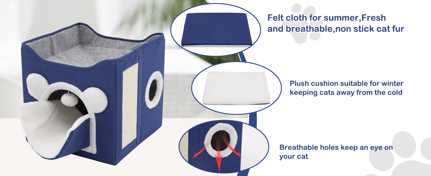 Кігтечка-будиночок для котів та маленьких собак з інтегрованим ковзаном, синього кольору