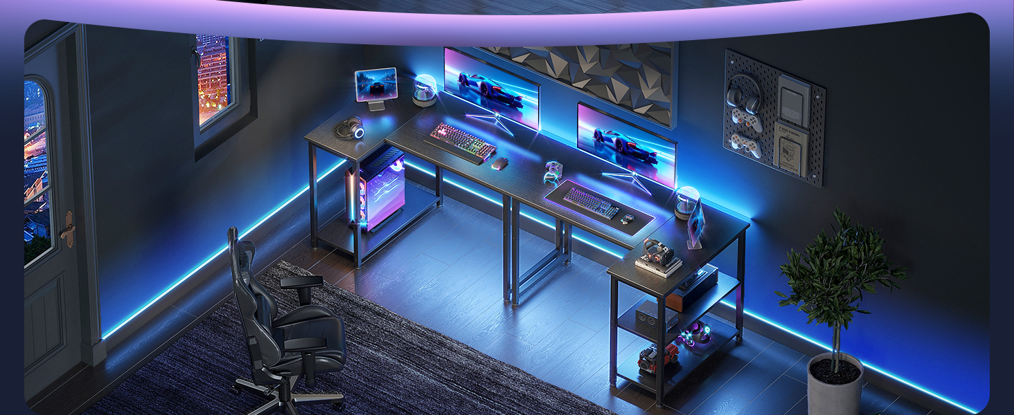 Ігровий стіл Coleshome 100x70 см, кутовий, з обертовим відсіком для зберігання, чорний