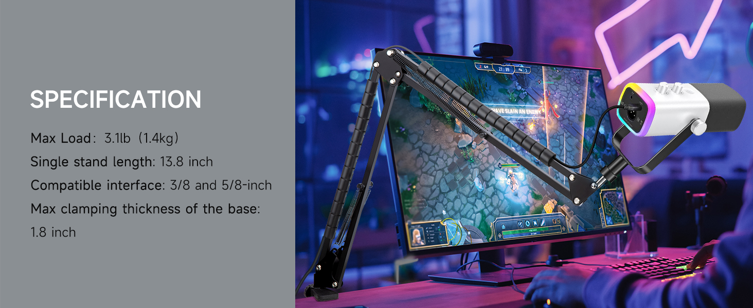 Кріплення для мікрофону FIFINE AM8 - регульована підставка для мікрофону з кабелеутримувачами, сумісна з FIFINE Recording XLR/USB мікрофонами