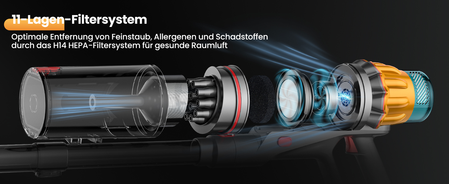 Акумуляторний пилосос SICBCGB 48000Pa/550W/70 хвилин, 2.0L з HD-дисплеєм, антизаплутана щітка, док-станція, самостійна підставка, 11-шарова фільтрація для шерсті тварин та авто, золотий колір