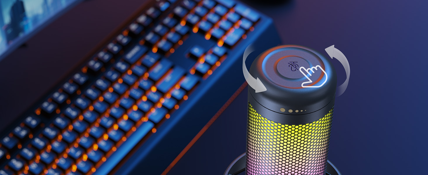 Мікрофон геймерський TONOR TC310 USB для ПК, PS4/5 з RGB підсвіткою та тримачем