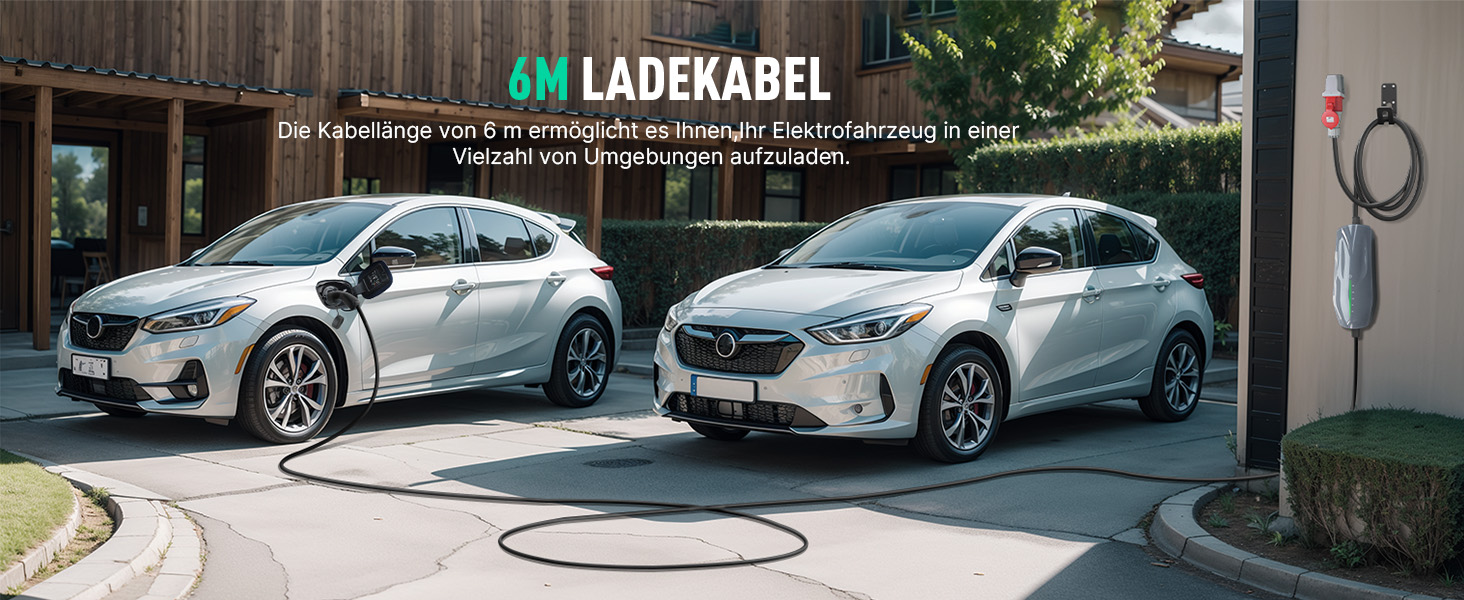 Мобільна зарядна станція (Wallbox) 11 кВт, CEE роз'єм, 6м, 3 фази, 6-16A, Type 2 кабель для електромобілів (EV/PHEV), IP66