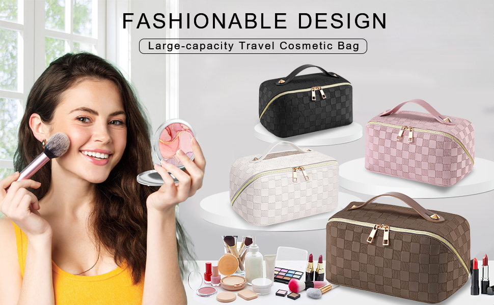 Косметичка для подорожей жіноча, велика місткість, з PU шкіри, органайзер для макіяжу, культбагаж, косметичка для подорожей, аксесуари для подорожей, жіноча