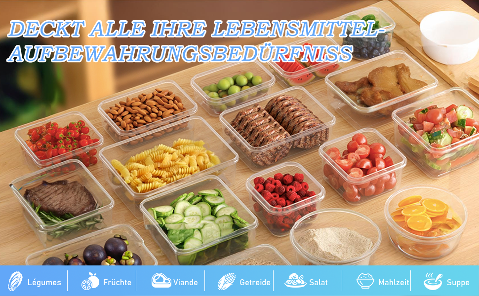 50 контейнерів для зберігання продуктів | Герметичні, BPA-free, для Meal Prep | Можливе використання в морозилці та мікрохвильовці