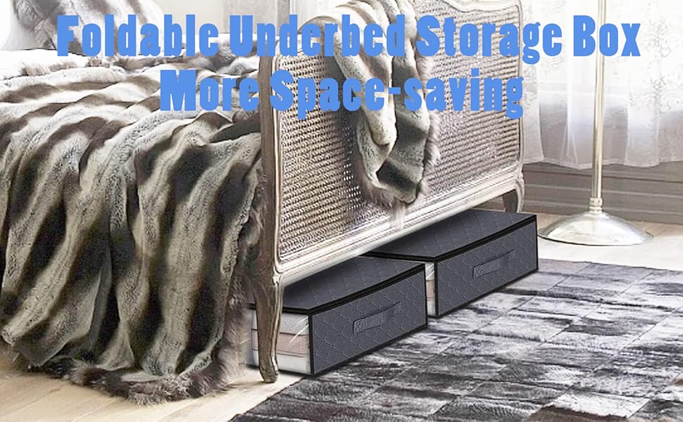 Коробки для зберігання під ліжком (3 шт.) з прозорим вікном та ручками - Складані контейнери для постільних речей, одягу, ковдр 60x45x15 см, темно-сірий