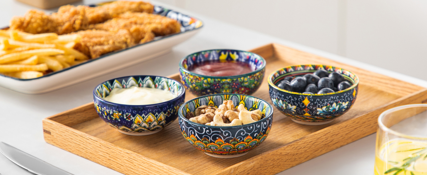 Набір кавових чашок Vancasso SIMI 6 шт. з блюдцями, 240 мл - кавові чашки з кольорового фарфору, посуд для 6 осіб, сумісні з мікрохвильовою піччю, богемський стиль