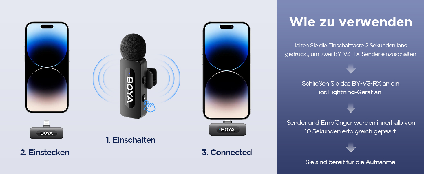 Мікрофон Boya BY-V10 USB-C: бездротовий мініатюрний мікрофон з шумозаглушенням для Android, смартфонів, ноутбуків, YouTube, подкастів, Facebook, Vlogging