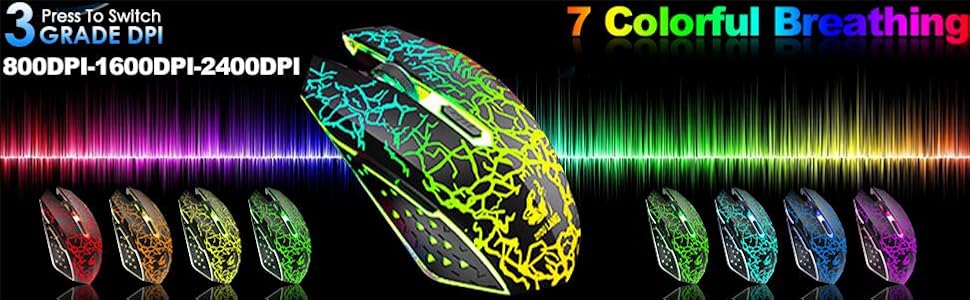 Бездротова клавіатура з підсвічуванням RGB, 2.4G, перезарядна, механічна, 104 клавіші + Миша RGB 2400 DPI, 6 кнопок + Килимок для миші Чорний