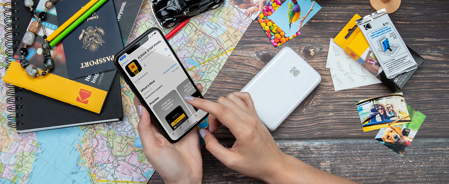 Фотопринтер KODAK Step: Міні-принтер для смартфонів з Bluetooth, друк на Zink 2x3