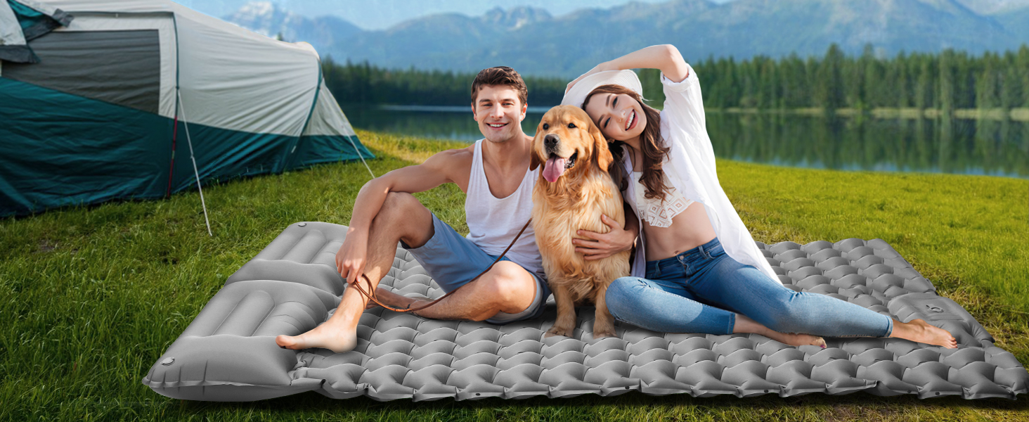 Каремат для кемпінгу Isomatte 9 см, 200x68 см - надувний матрац з подушкою, водонепроникний, для туризму, пляжу, намету (сірий)