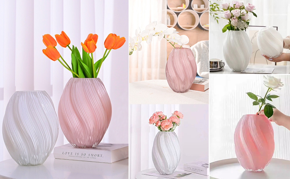 Скляна ваза для квітів Glas Blume, 24 см, сучасний мінімалістичний дизайн, ручної роботи, для дому, офісу, подарунок на весілля/новосілля (біла)