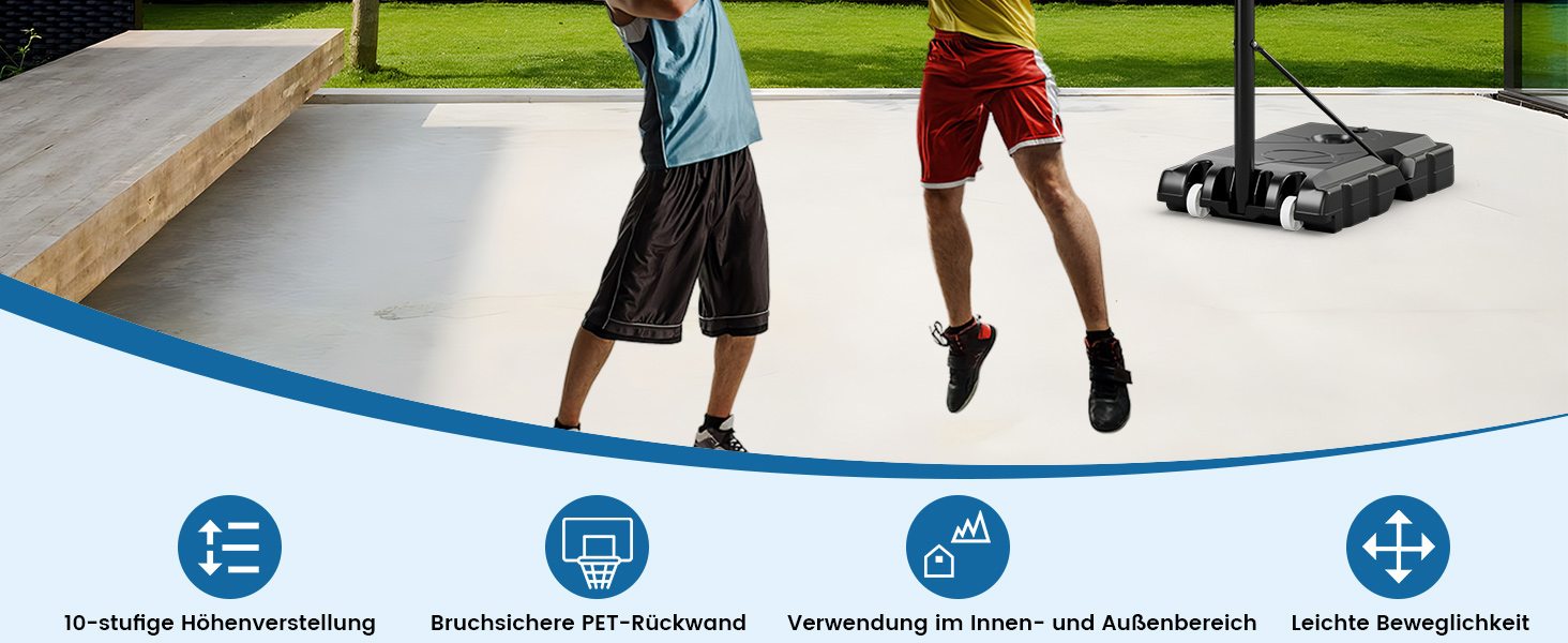 COSTWAY Adjustable Height Basketball Hoop System - Outdoor Mobile Basketball Stand with Wheels & Weight Bag (149-305cm)