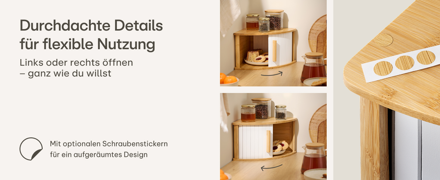 Бротокнига Praknu з дерева з ковзними дверцятами - Економія місця - Зберігає хліб свіжим - Легка збірка з інструкцією (Білий)