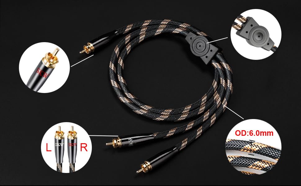 Акустичні кабелі SKW для колонок Hi-Fi, пара (2 шт.), 1.5м, з роз'ємами «банан», позолочені конектори, нейлонове обплетення