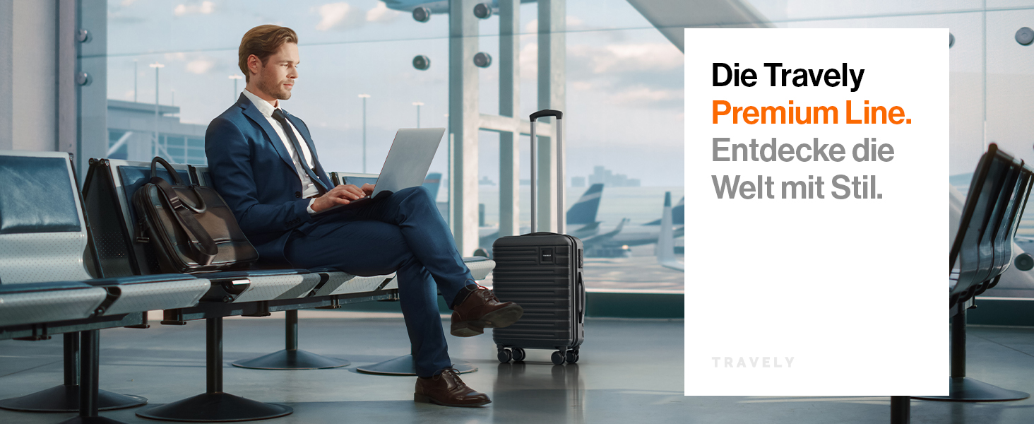 Набір валіз Travely з полікарбонату (77см, 67см, ручна поклажа), чорний, з TSA замком