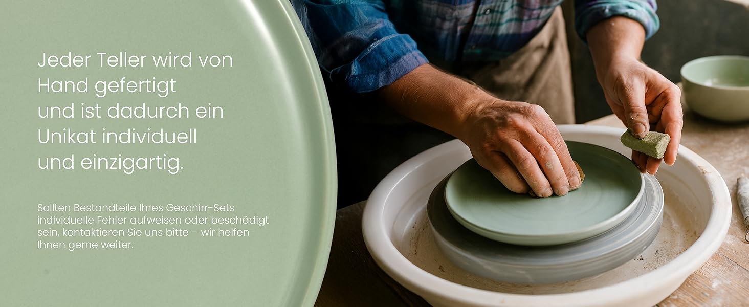 Набір посуду Feinsteinzeug на 6 осіб (18 предметів) — міцний, стійкий до подряпин, бежевий глянцевий | Столовий посуд, тарілки, миски — Magnetiks (Misty Mint, 18 предметів)