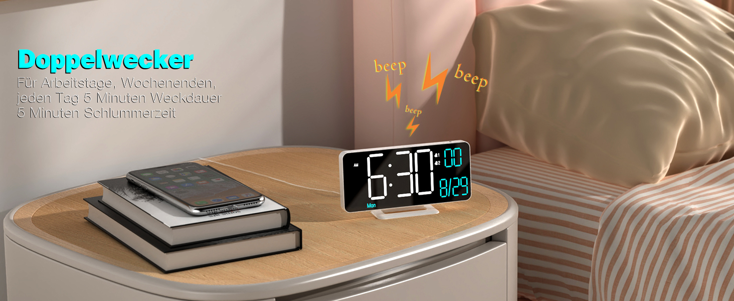 Цифровий LED годинник-будильник KOSUMOSU 6.7