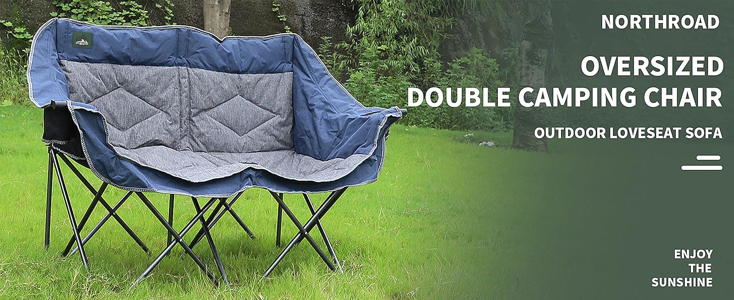 Крісло-диван Northroad Розкладне для кемпінгу на 2 особи, портативне, з підстаканниками та тримачем для келихів, блакитне