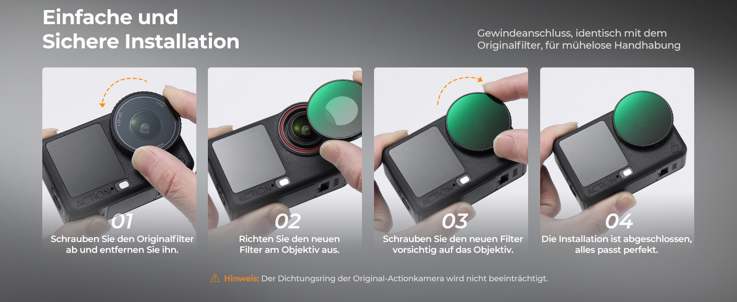 Набір фільтрів K&F CONCEPT ND для DJI Osmo Action 6: ND8, ND16, ND32, ND64 (з CPL)