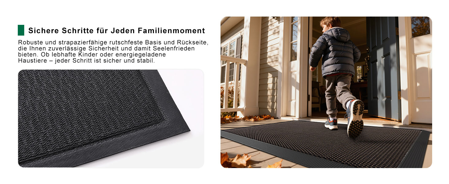 Килимок привідний вуличний 40x60 см, протиковзний силіконовий килим для бруду та пилу, вологостійкий та придатний для прання, чорний