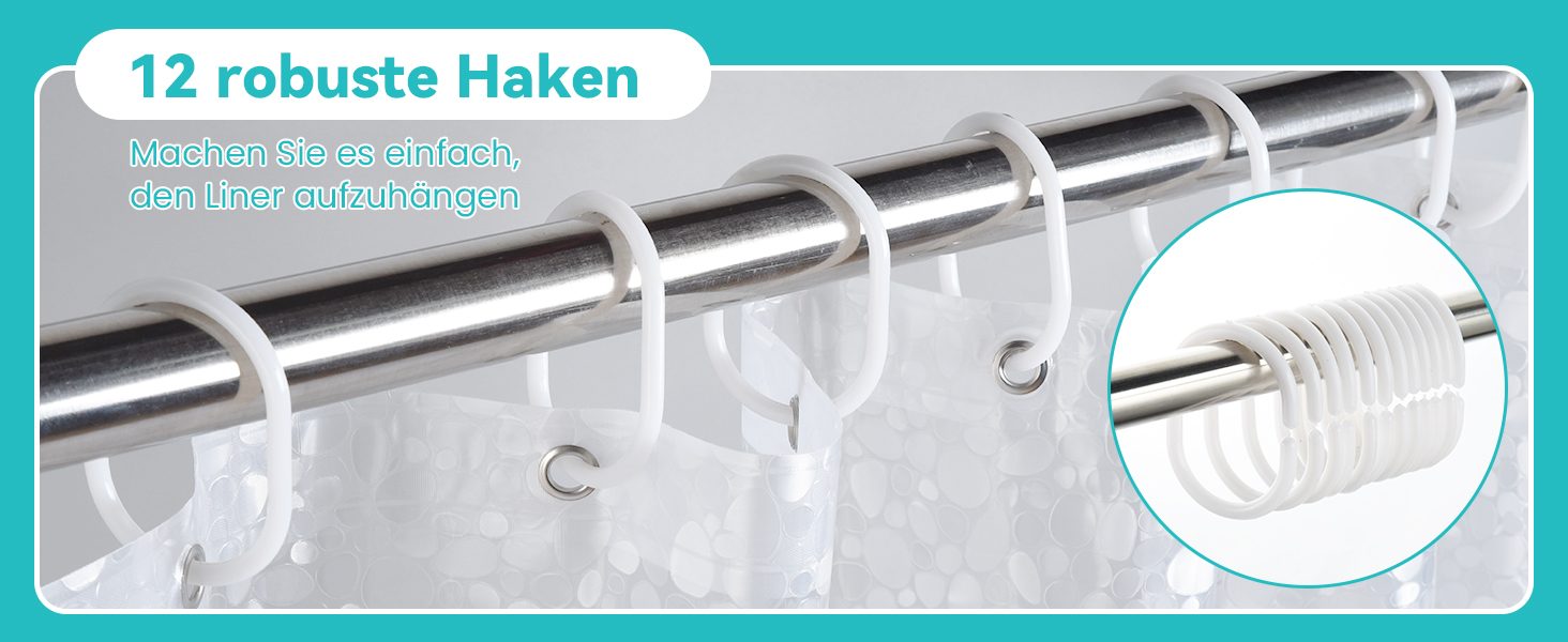 Дзеркальний душовий завіс OTraki 180x200 см, PEVA, антигрибок, з гачками та магнітами