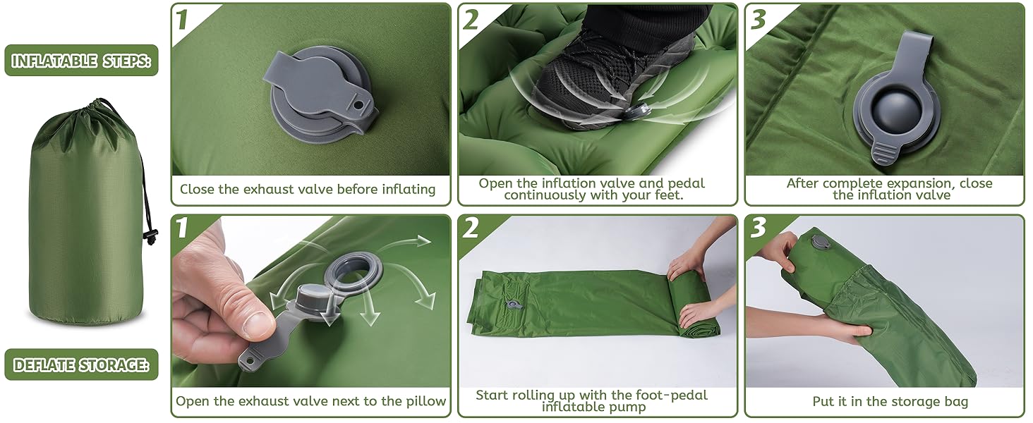 Isomatte Self-Inflating Camping Mat for 2 People - Thick & Extended Sleeping Pad with Air Pump - Lightweight Travel Mat for Camping, Hiking, Beach