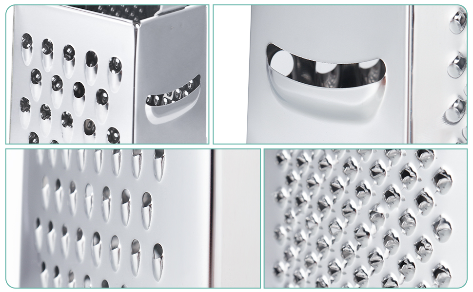 Тёрка для овощей из нержавеющей стали с деревянной ручкой, 4-сторонняя квадратная тёрка для кухни