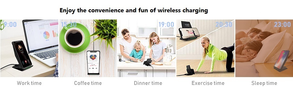 Бездротовий зарядний пристрій NANAMI Qi з адаптером USB-C 20W PD, сумісний з iPhone 17/16/15/14/13/12 Pro Max XR 8 та Samsung Galaxy S25/S24/S23/S22, чорний