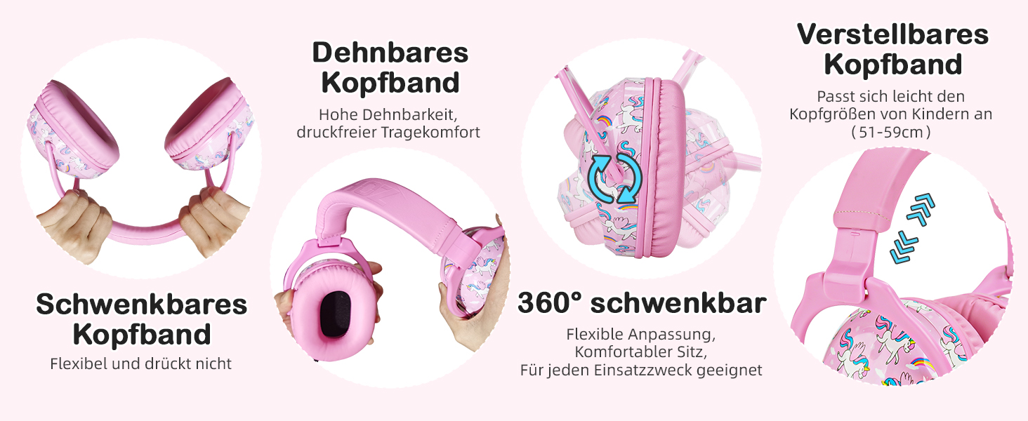 Навушники шумоізоляційні для дітей ZOHAN 030, 3-18 років, для дітей з аутизмом, для школи та концертів, рожевий єдиноріг