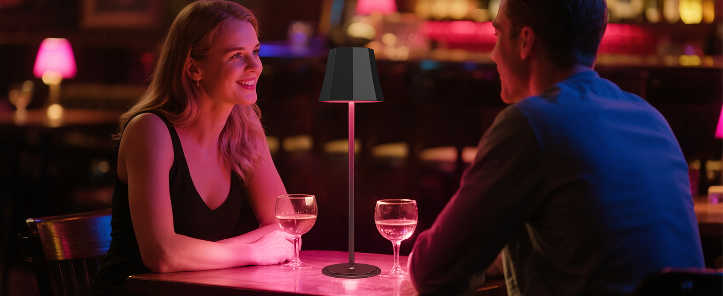 Бездротова LED-лампа Suright для столу з 3 кольоровими режимами + RGB, регульована яскравість, сенсорне управління, водонепроникність IP54, чорна