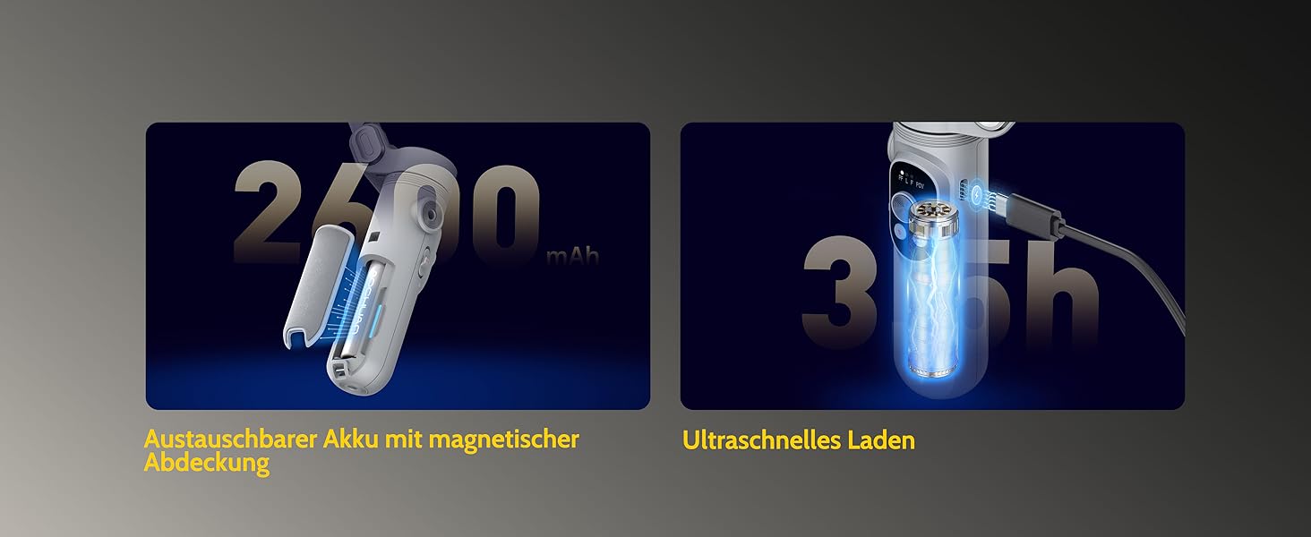 Стабілізатор для смартфона AOCHUAN з 3 осями, з функцією розпізнавання облич, вбудованим світлом, 1/4