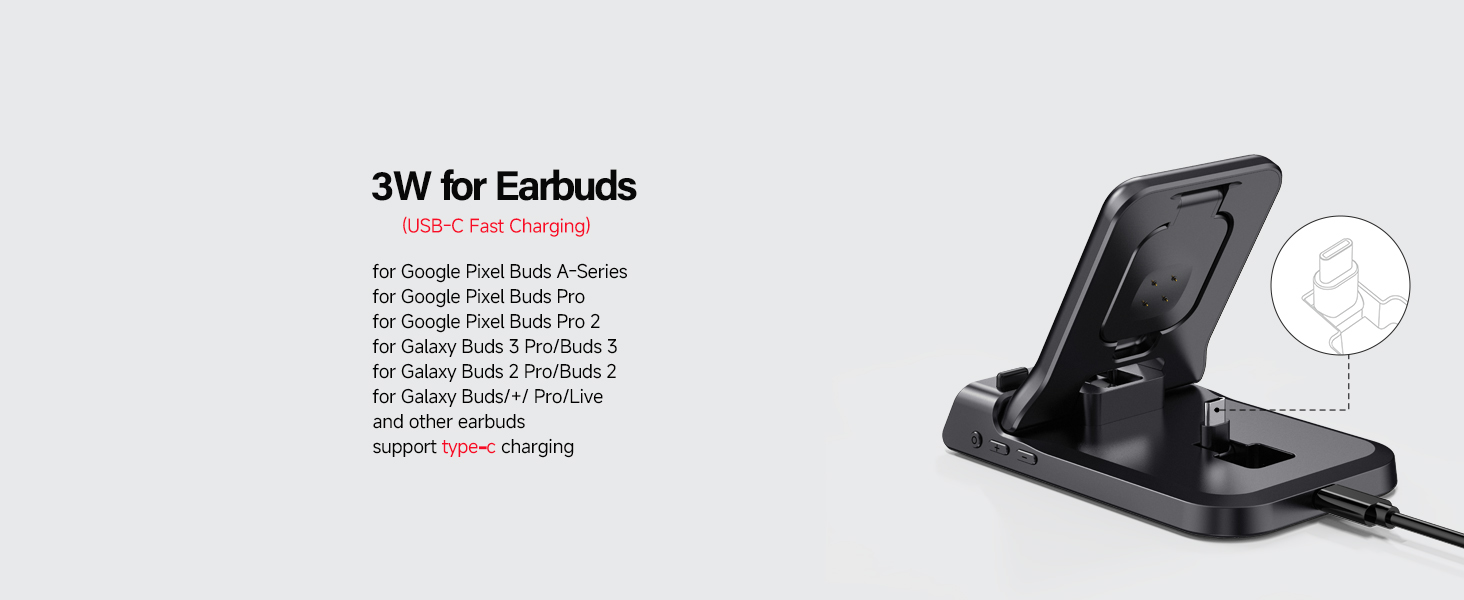 Зарядна станція 3-в-1 для Google Pixel Watch 3/2 та смартфонів Pixel, 25W USB-C, SwanScout 701G2 (Не для Pixel Watch 4/1)