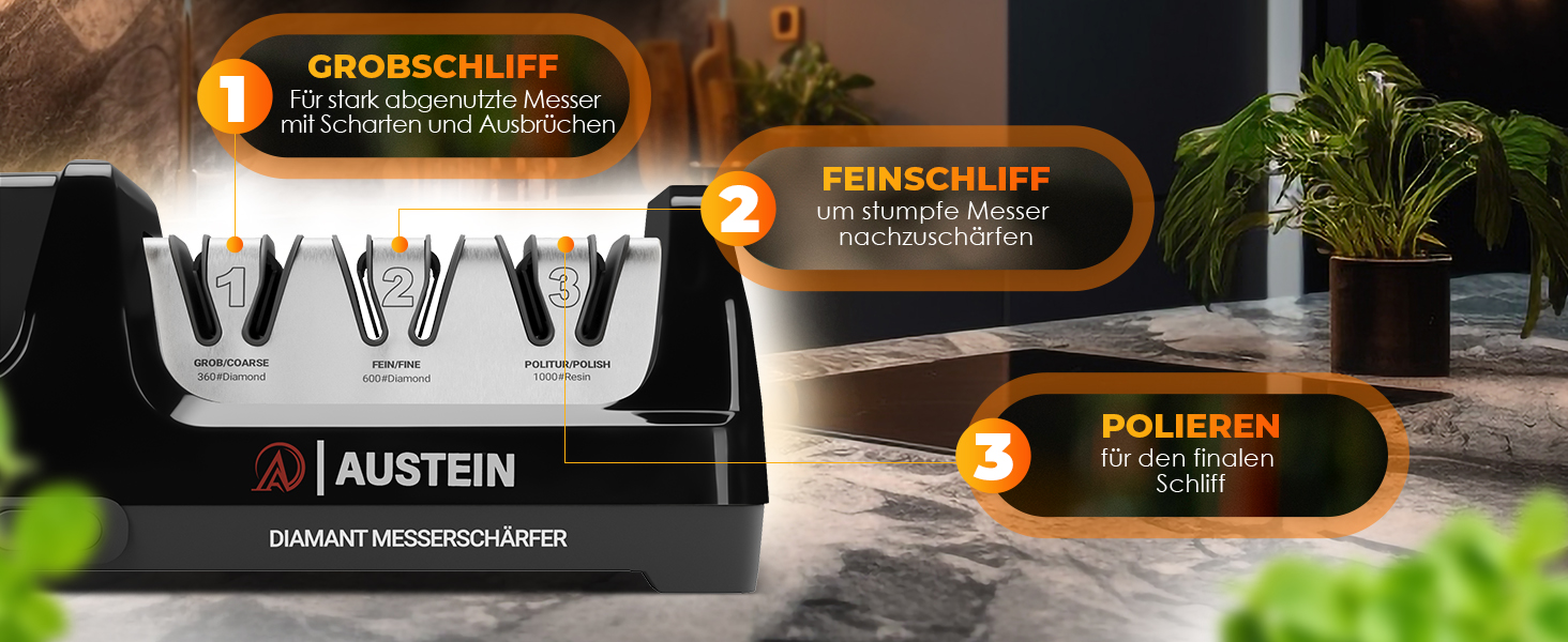 Електричний точило для ножів Diamant TG2202 - 3 фази, 15 градусів, з магнітним збирачем стружки