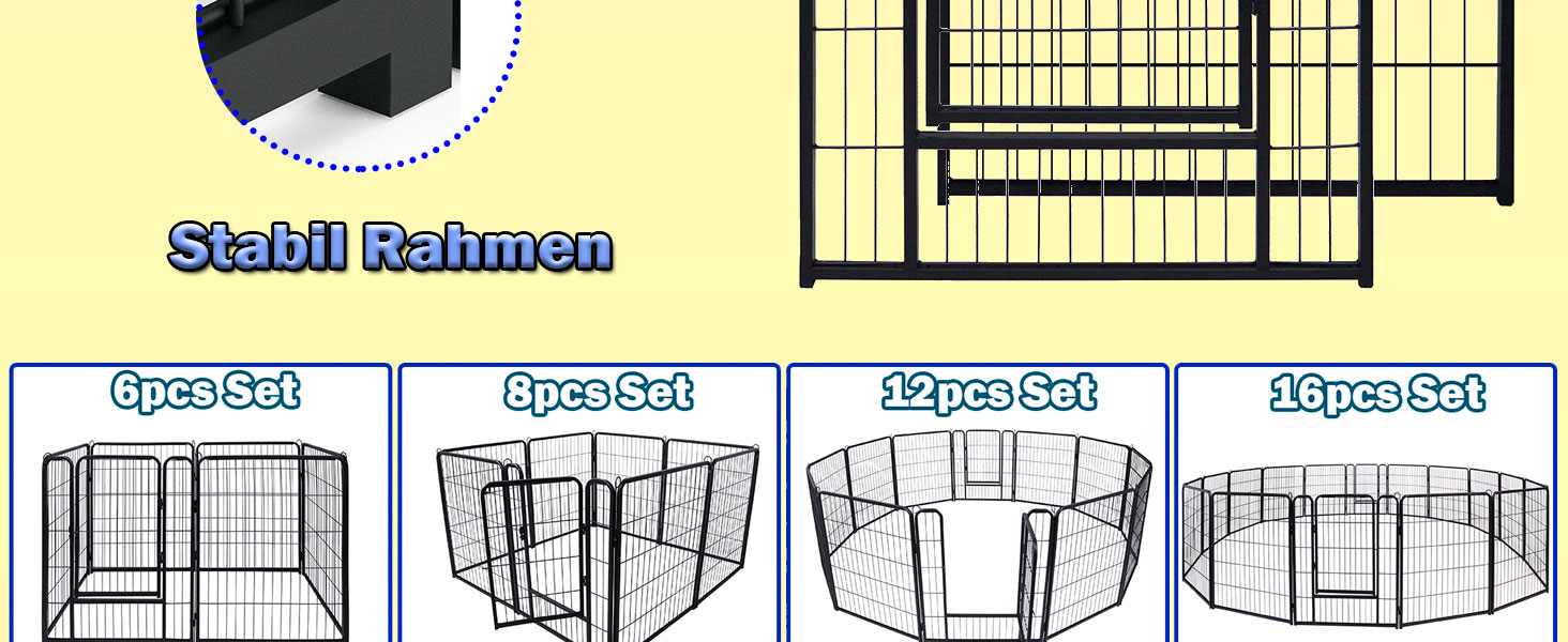 Набір вольєрів для собак SUBTLETY (6 шт.) з дверима та ґрунтовими анкерами. Freilaufgehege, загородження для собак, вольєр для цуценят, портативний вольєр для тварин, для саду та кемпінгу. Стійкий до погодних умов.