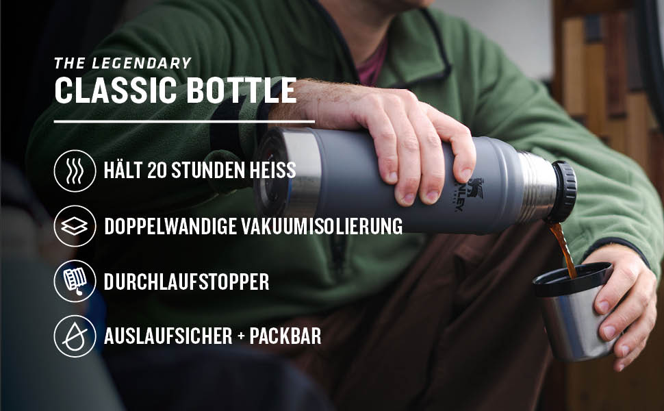 Термос Stanley Classic Legendary 750 мл, зелений (Hammertone Clay), нержавіюча сталь, BPA-Free, для гарячих та холодних напоїв